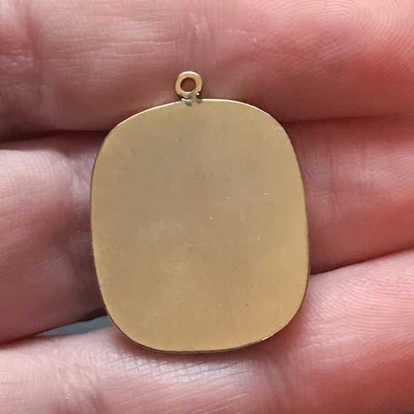 Vintage Hand Painted Floral Golden Pendant 1 Inch Romance Victorian Fairy Core - Picture 2 of 3